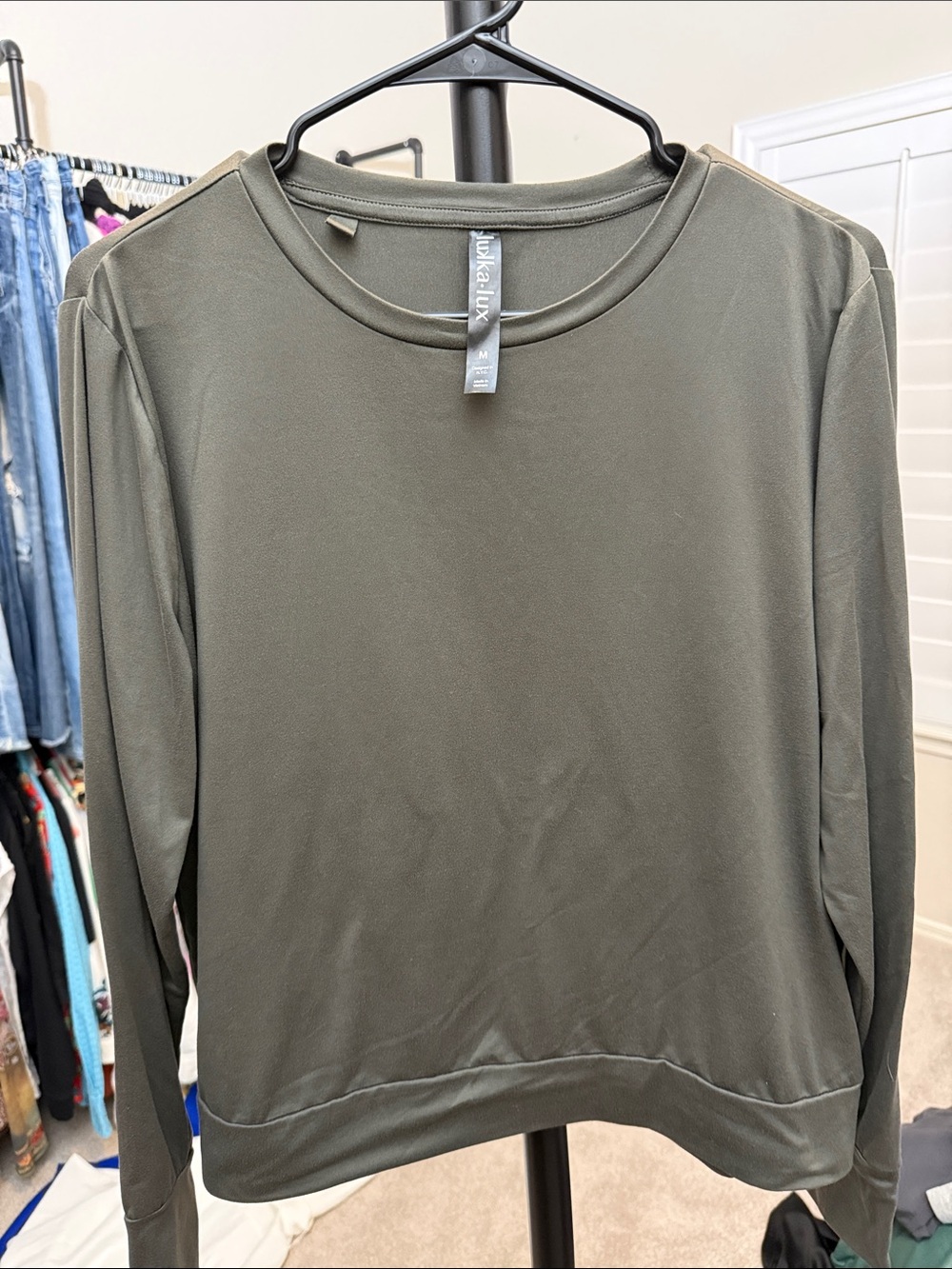 lukka Olive Green Long Sleeve Crew Sweatshirt